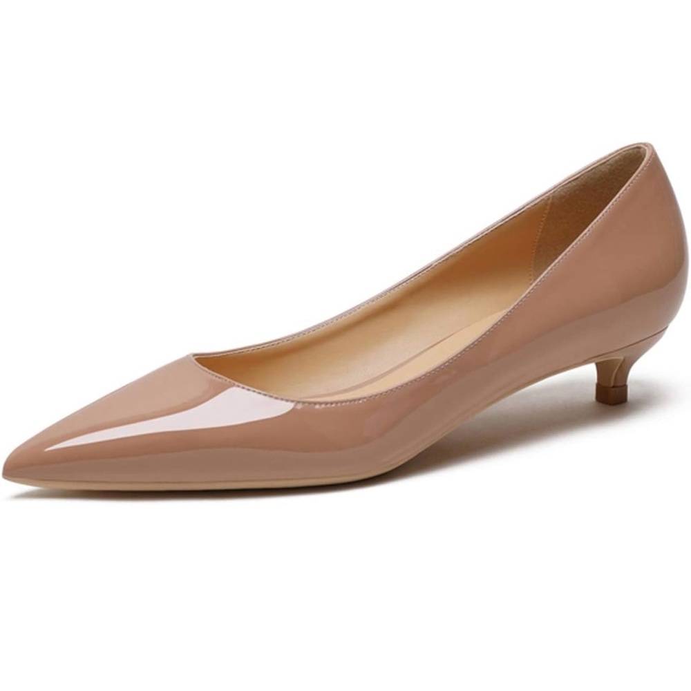 Eldof Women's Low Heel Pumps Pointed Toe Kitten Heels Slip on Comfort Pumps